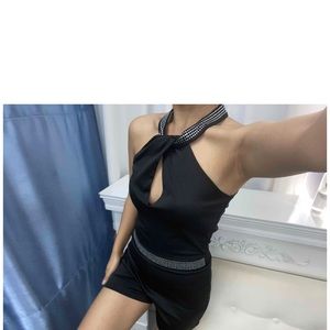 Ladies black classy shorts romper. Dress up or down looks amazing either way.